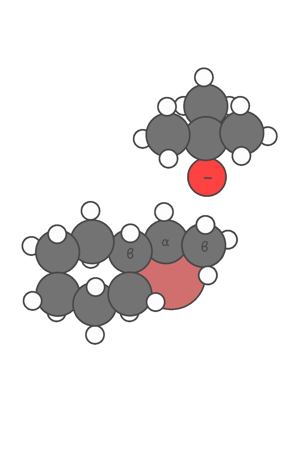 Animation showing how bulky bases like tert-butoxide (tBuO⁻), LDA, or DBN abstract protons from less substituted β-carbons, leading to the Hofmann product