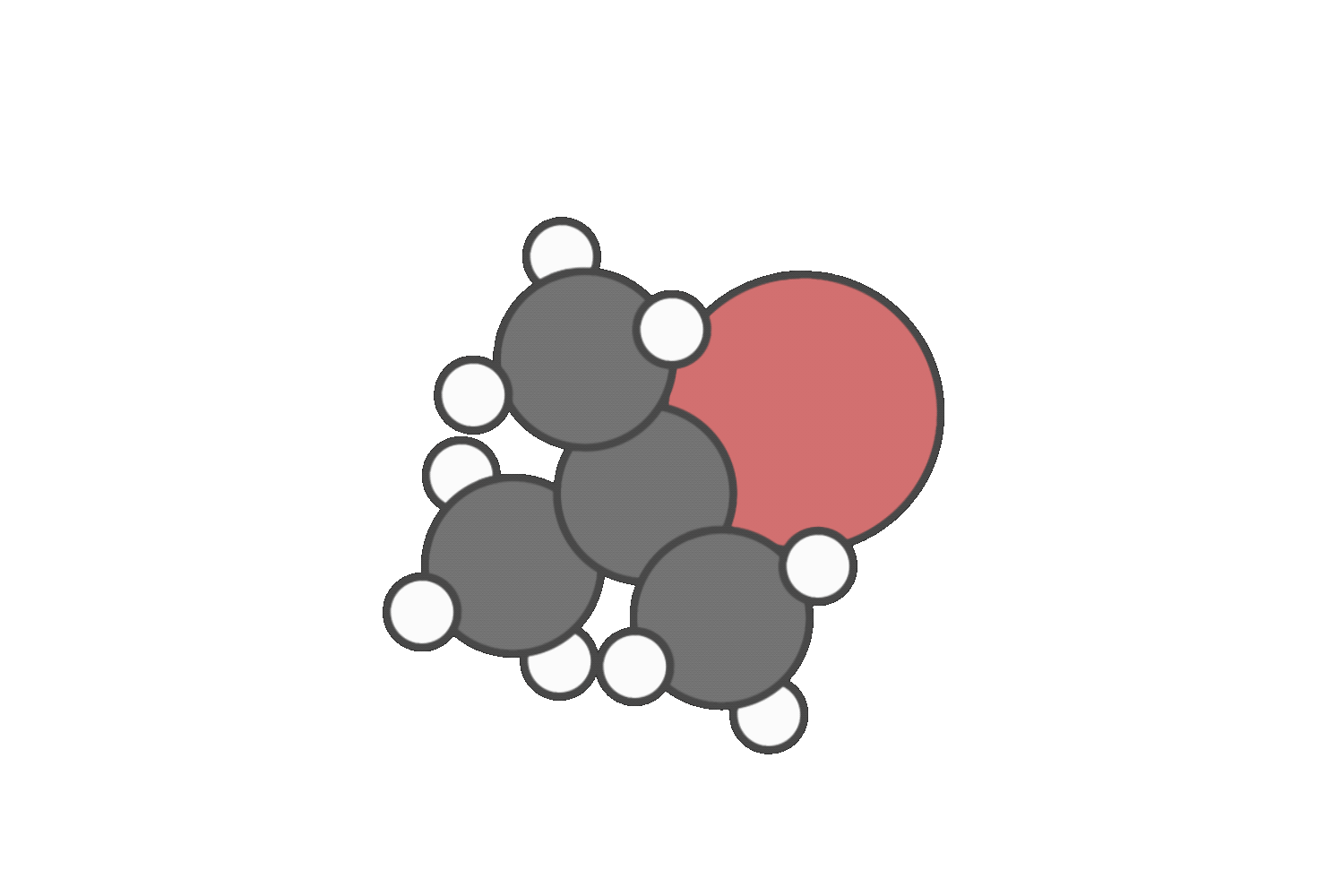 Tertiary substrate in neutral solvent favoring both SN1 and E1 pathways, producing a mixture of substitution and elimination products.