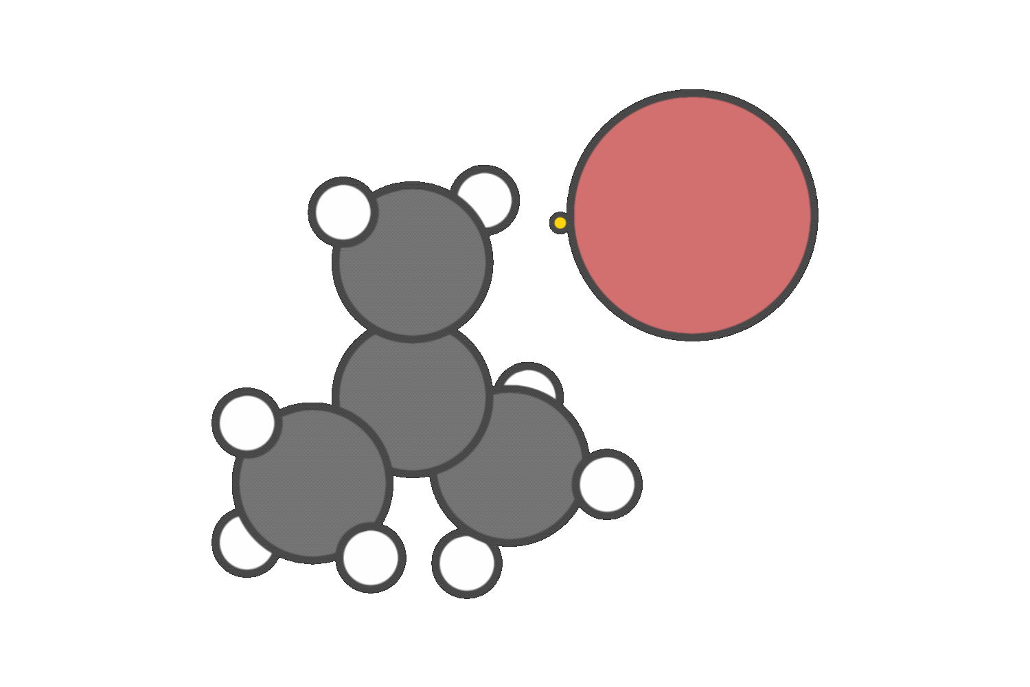 Bromine radical attacking the less substituted carbon of an alkene, forming a more stable tertiary carbon radical intermediate.